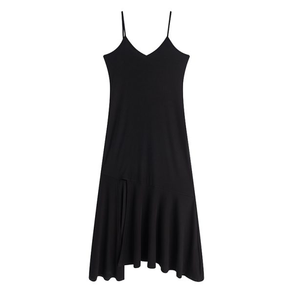 Curvy Mermaid Sister Flirty Irregular Split Fish Tail Dress with Slimming Spaghetti Straps - Trendy Y2K Style for Effortless Elegance
