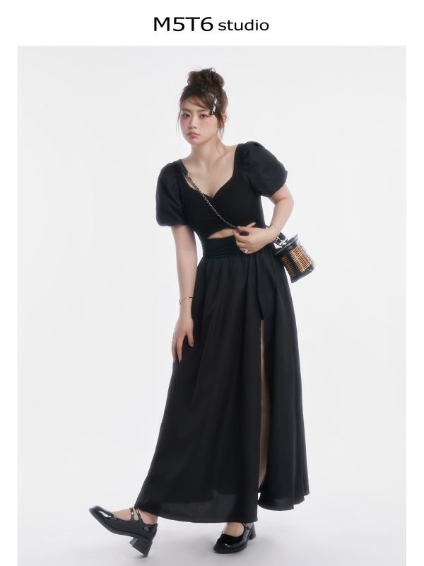 Curvy Minimalist Hepburn Style Split Dress - Elegant Long Skirt in Colors for 90s and Y2K Fashion Lovers