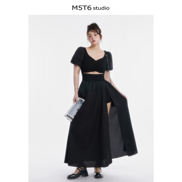 Curvy Minimalist Hepburn Style Split Dress - Elegant Long Skirt in Colors for 90s and Y2K Fashion Lovers