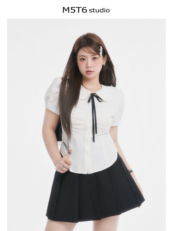 Curvy Sweet Bean A-Line Skirt for Women - College Style Waist-Defining Short Pleated Skirt, Trendy Casual Fashion