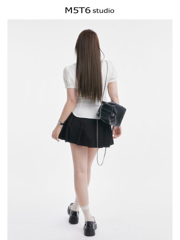 Curvy Sweet Bean A-Line Skirt for Women - College Style Waist-Defining Short Pleated Skirt, Trendy Casual Fashion