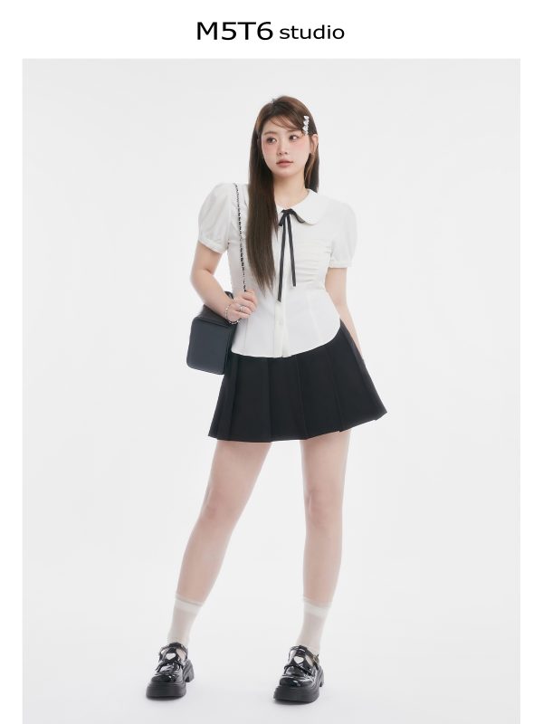 Curvy Sweet Bean A-Line Skirt for Women - College Style Waist-Defining Short Pleated Skirt, Trendy Casual Fashion