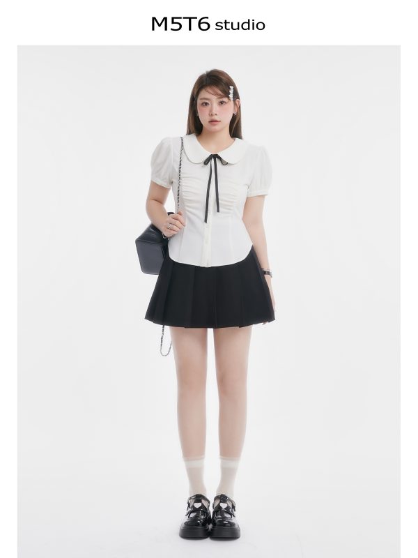Curvy Sweet Bean A-Line Skirt for Women - College Style Waist-Defining Short Pleated Skirt, Trendy Casual Fashion