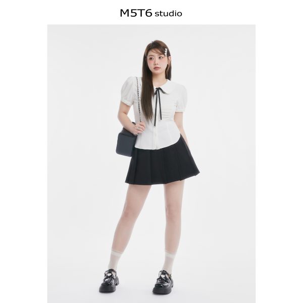 Curvy Sweet Bean A-Line Skirt for Women - College Style Waist-Defining Short Pleated Skirt, Trendy Casual Fashion
