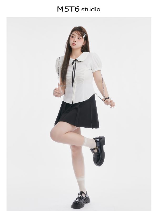 Curvy Sweet Bean A-Line Skirt for Women - College Style Waist-Defining Short Pleated Skirt, Trendy Casual Fashion