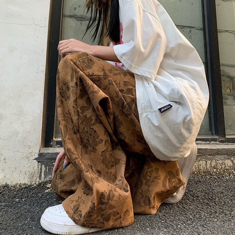 Cute Everyday Outfits, Outfit Inspo Casual Aesthetic Wide Floral Cord Pants