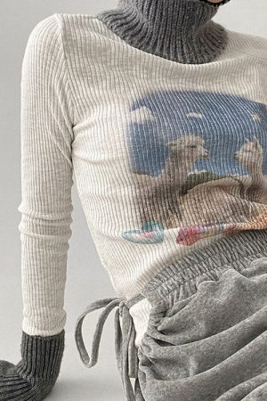 Cute Everyday Outfits, Outfit Inspo Casual Alpaca Ribbed Long Sleeve Top