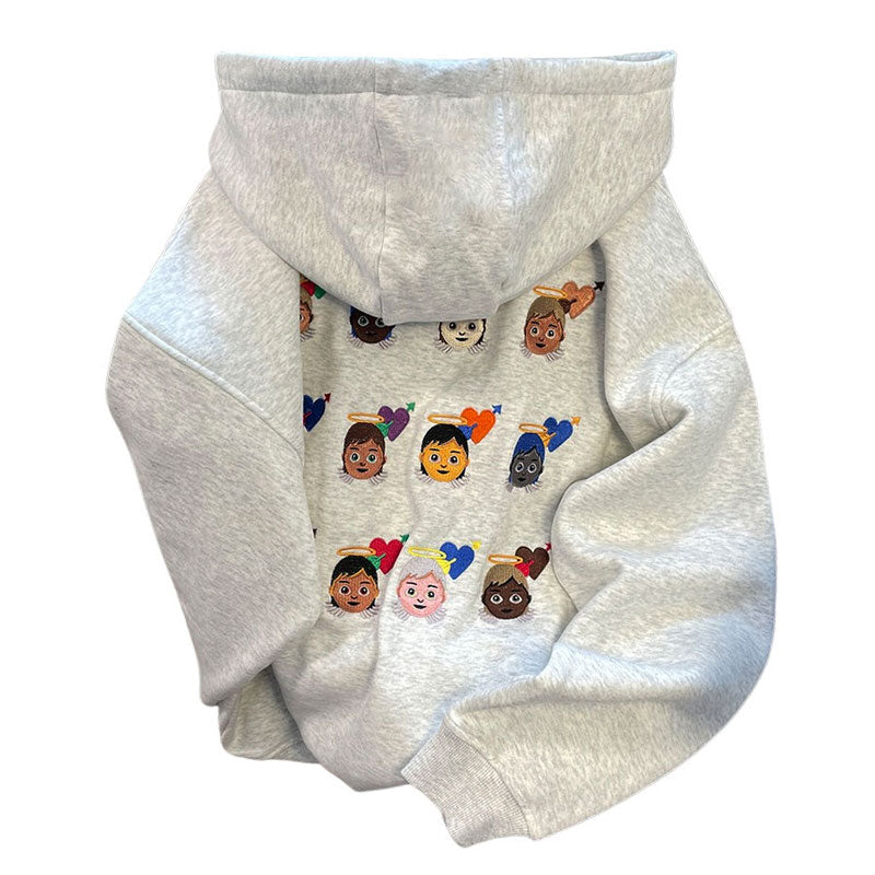 Cute Everyday Outfits, Outfit Inspo Casual Angel Emoji Embroidery Hoodie