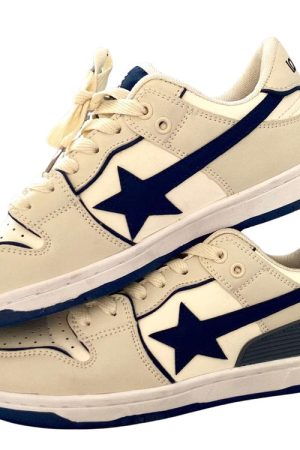 Cute Everyday Outfits, Outfit Inspo Casual Beige & Navy Shooting Star Sneakers