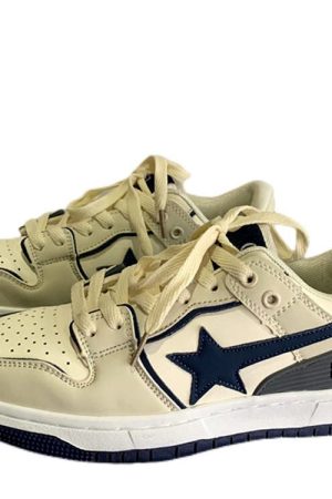 Cute Everyday Outfits, Outfit Inspo Casual Beige & Navy Shooting Star Sneakers