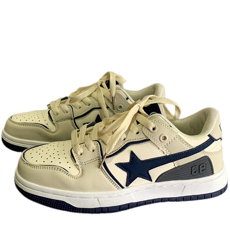 Cute Everyday Outfits, Outfit Inspo Casual Beige & Navy Shooting Star Sneakers