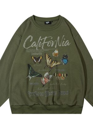 Cute Everyday Outfits, Outfit Inspo Casual Butterfly Print Aesthetic Sweatshirt