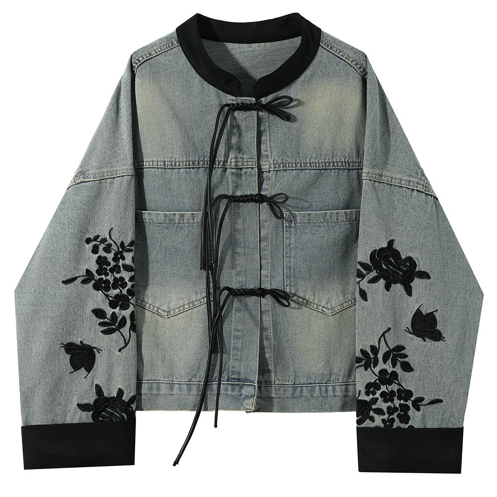 Cute Everyday Outfits, Outfit Inspo Casual Chinese Style Embroidered Denim Jacket