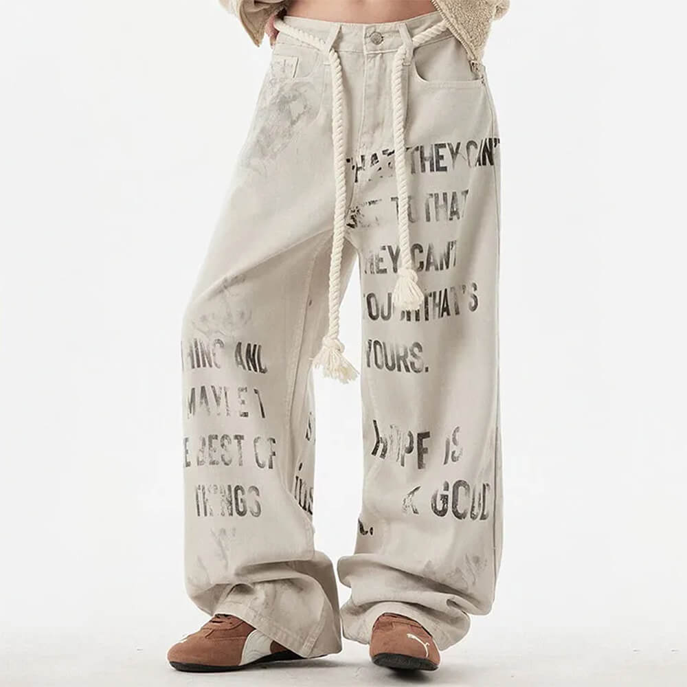 Cute Everyday Outfits, Outfit Inspo Casual Downtown Girl Graffiti Denim Pants