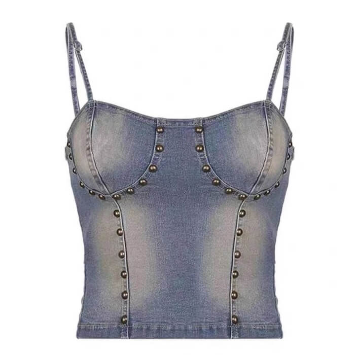 Cute Everyday Outfits, Outfit Inspo Casual Fairy Grunge Denim Rivet Top
