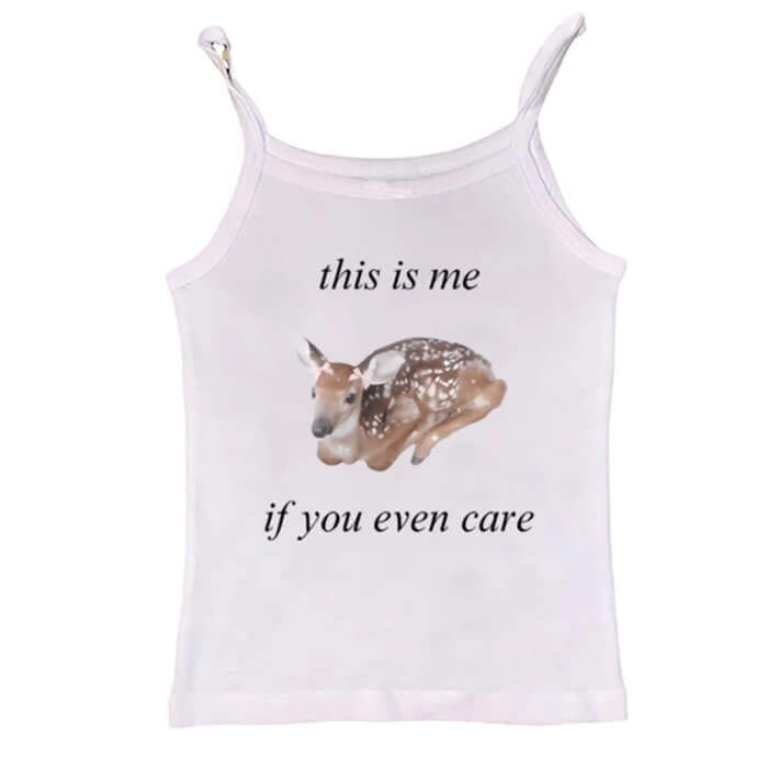 Cute Everyday Outfits, Outfit Inspo Casual Fawn Print Cute Tank Top