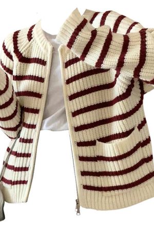 Cute Everyday Outfits, Outfit Inspo Casual French Mood Striped Cardigan