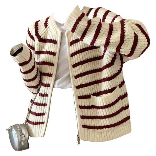 Cute Everyday Outfits, Outfit Inspo Casual French Mood Striped Cardigan
