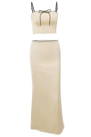 Cute Everyday Outfits, Outfit Inspo Casual French Summer Satin Top & Maxi Skirt Set