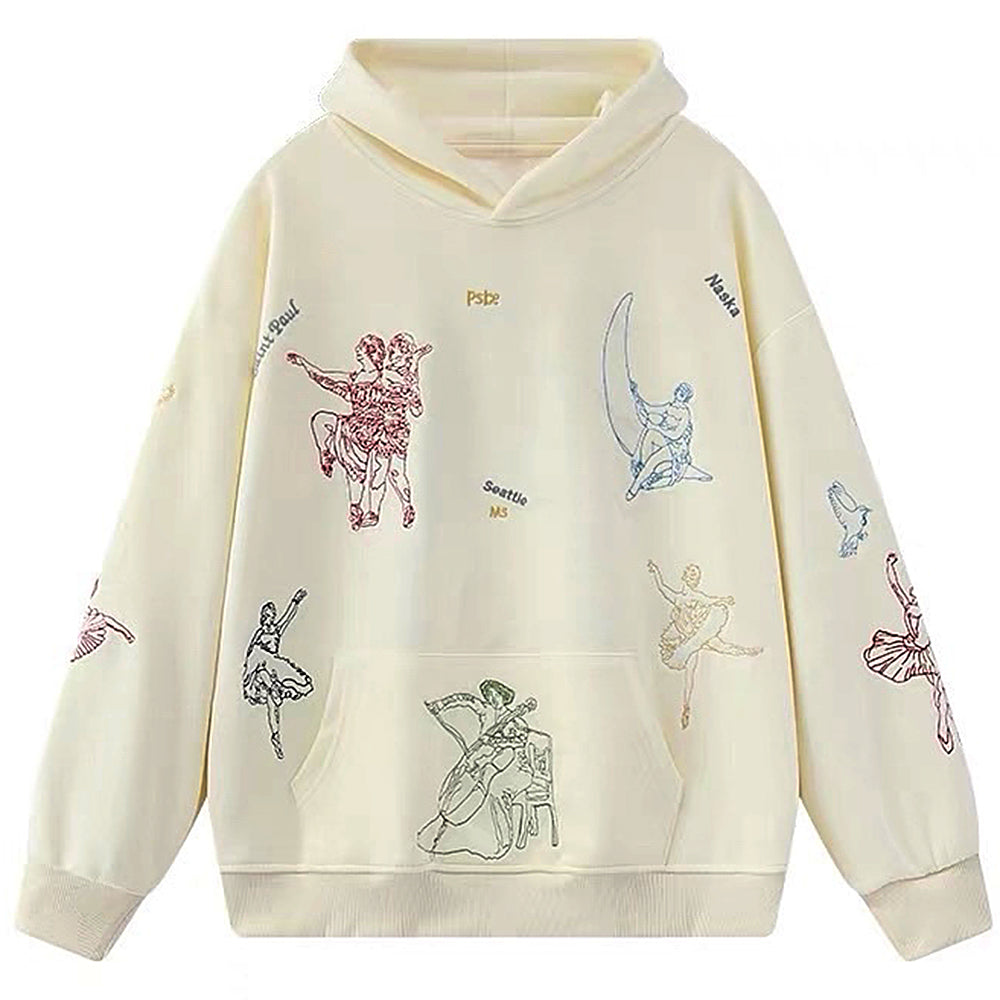 Cute Everyday Outfits, Outfit Inspo Casual Greek-Roman Art Embroidery Aesthetic Hoodie