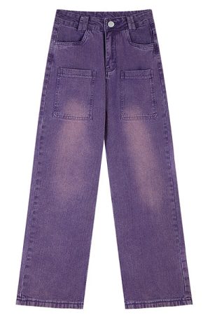 Cute Everyday Outfits, Outfit Inspo Casual Grunge Purple Baggy Jeans