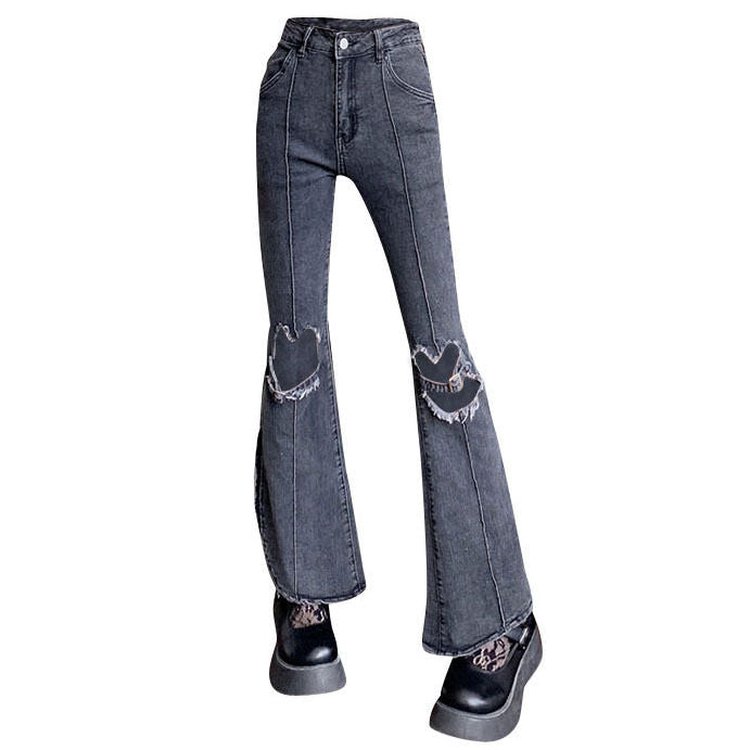 Cute Everyday Outfits, Outfit Inspo Casual Heart Cut Out Grunge Flare Jeans
