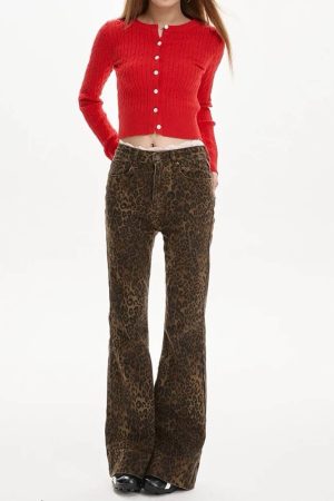 Cute Everyday Outfits, Outfit Inspo Casual High-Waisted Leopard Flare Jeans