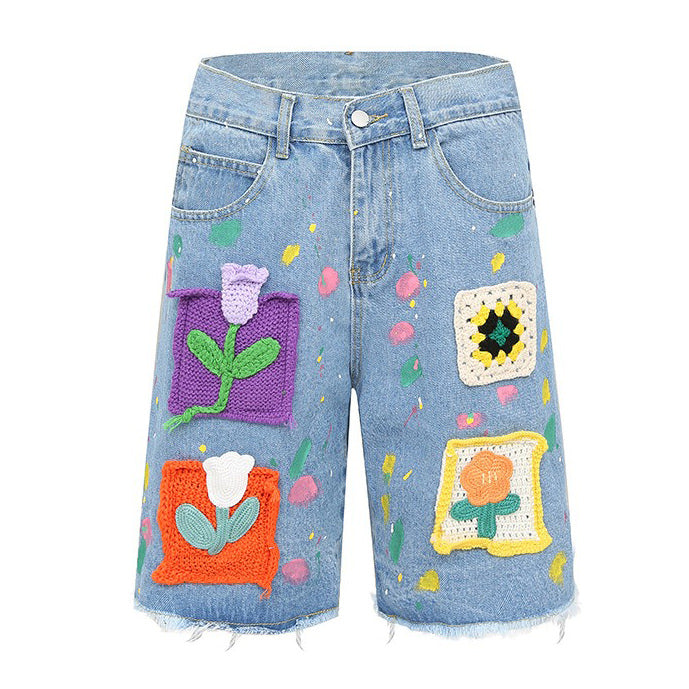 Cute Everyday Outfits, Outfit Inspo Casual Indie Aesthetic Crochet Flower Denim Shorts