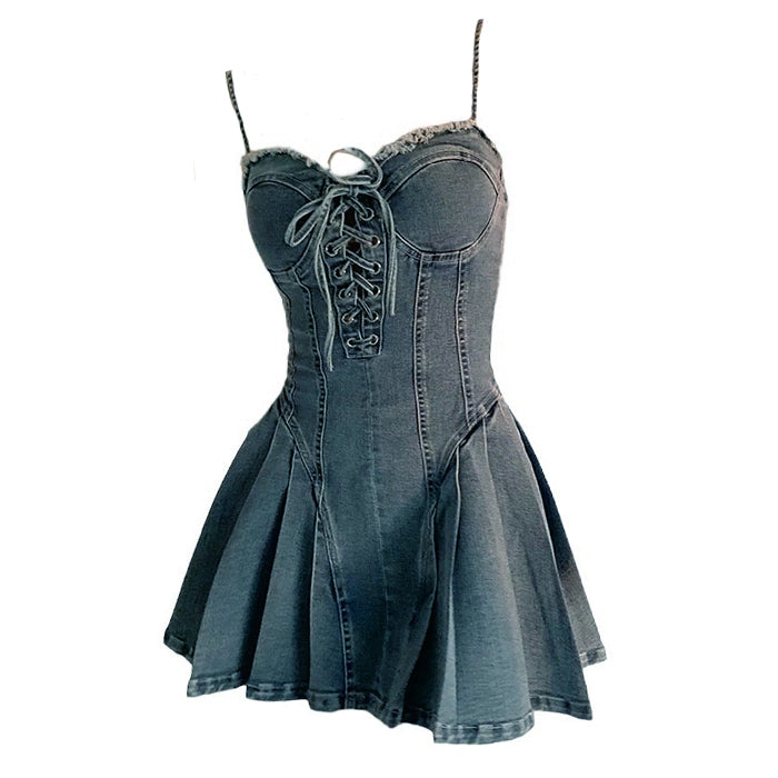 Cute Everyday Outfits, Outfit Inspo Casual Lace Up Denim Dress