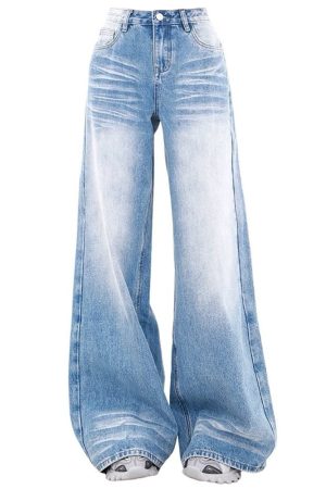 Cute Everyday Outfits, Outfit Inspo Casual Light Blue Washed Wide-Leg Jeans