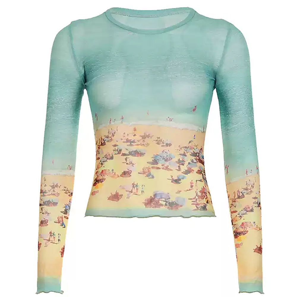 Cute Everyday Outfits, Outfit Inspo Casual Ocean Beach Print Top