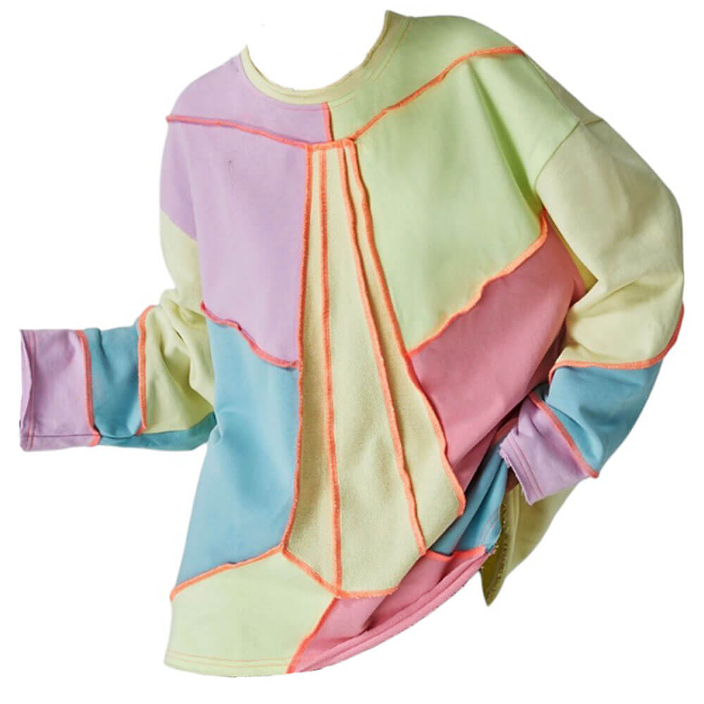 Cute Everyday Outfits, Outfit Inspo Casual Pastel Patchwork Oversized Sweatshirt