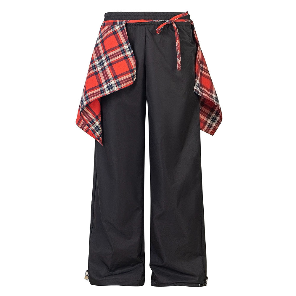 Cute Everyday Outfits, Outfit Inspo Casual Plaid Shirt-Tied Baggy Trousers