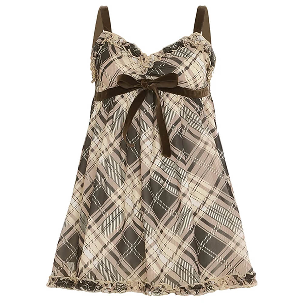 Cute Everyday Outfits, Outfit Inspo Casual Preppy Aesthetic Plaid Mini Tank Dress