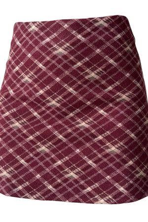Cute Everyday Outfits, Outfit Inspo Casual Preppy Burgundy Plaid Mini Skirt