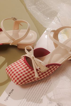 Cute Everyday Outfits, Outfit Inspo Casual Preppy Gingham Bow Sandals