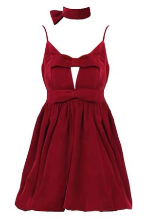 Cute Everyday Outfits, Outfit Inspo Casual Red Velvet Halter Dress