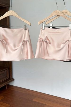 Cute Everyday Outfits, Outfit Inspo Casual Satin Mini Skirt with Bows