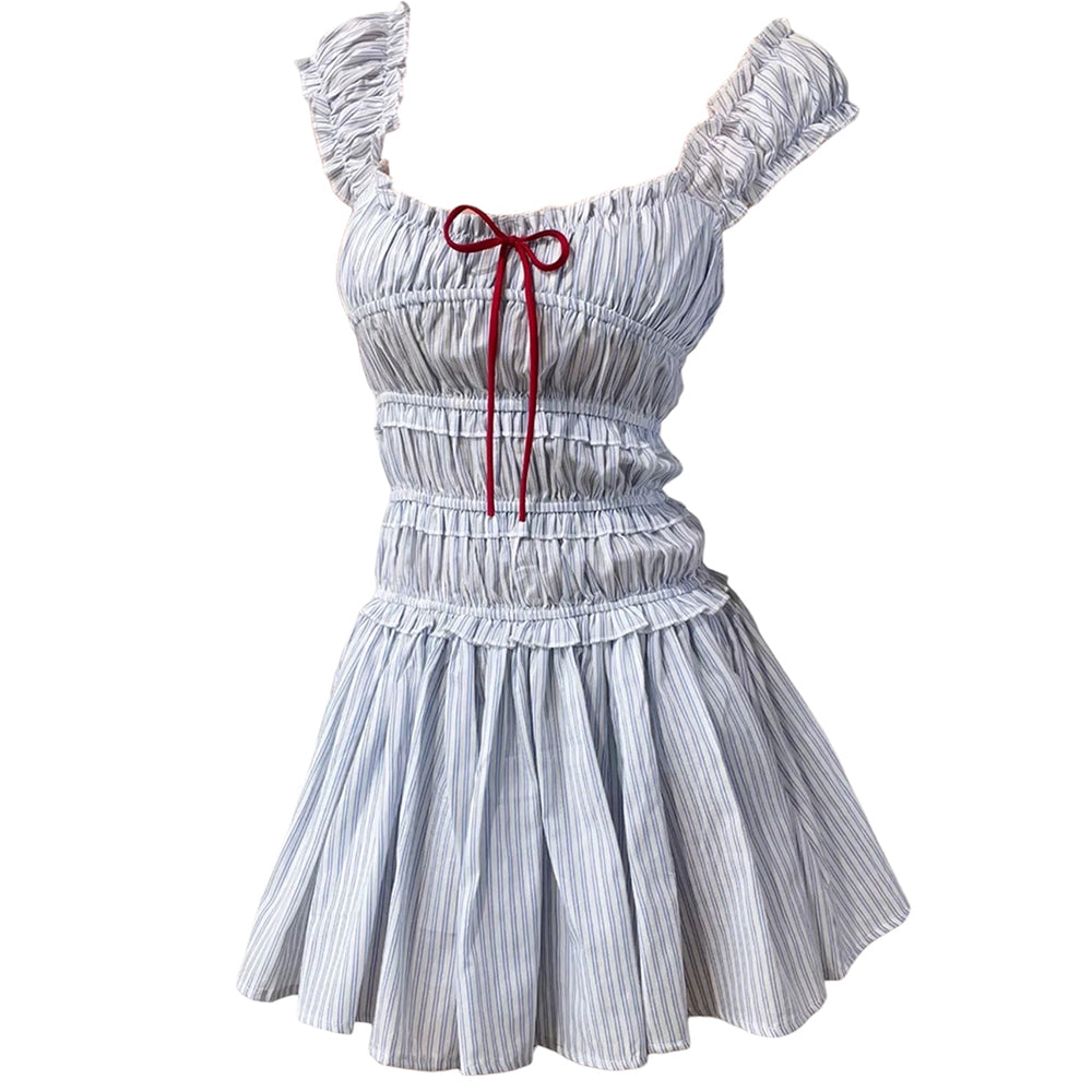Cute Everyday Outfits, Outfit Inspo Casual Seaside Striped Ruffle Mini Dress