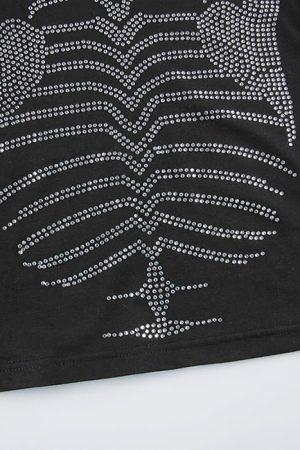 Cute Everyday Outfits, Outfit Inspo Casual Skeleton Rhinestone Crop Top