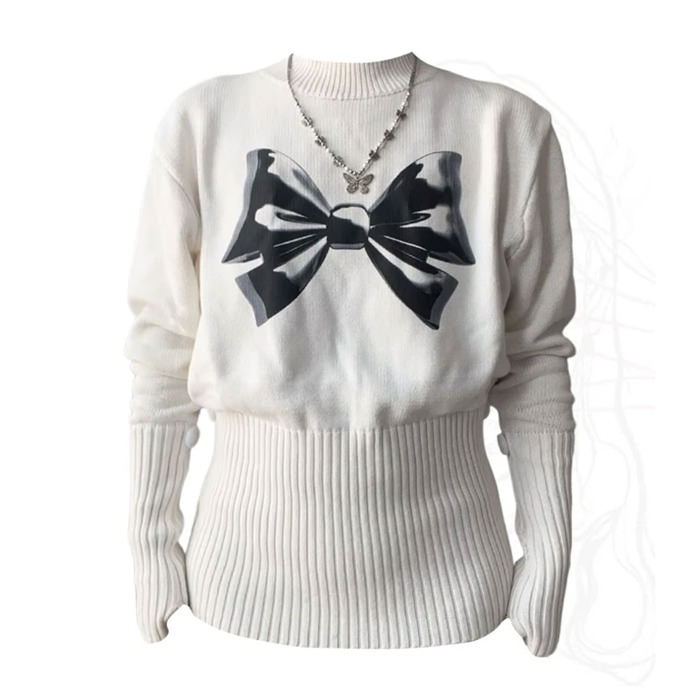 Cute Everyday Outfits, Outfit Inspo Casual Soft Girl Aesthetic Bow Jumper