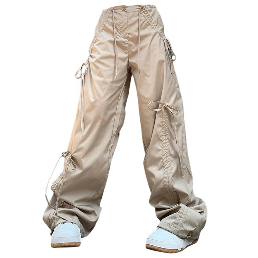Cute Everyday Outfits, Outfit Inspo Casual Soft Girl Bows Wide-Leg Cargo Pants