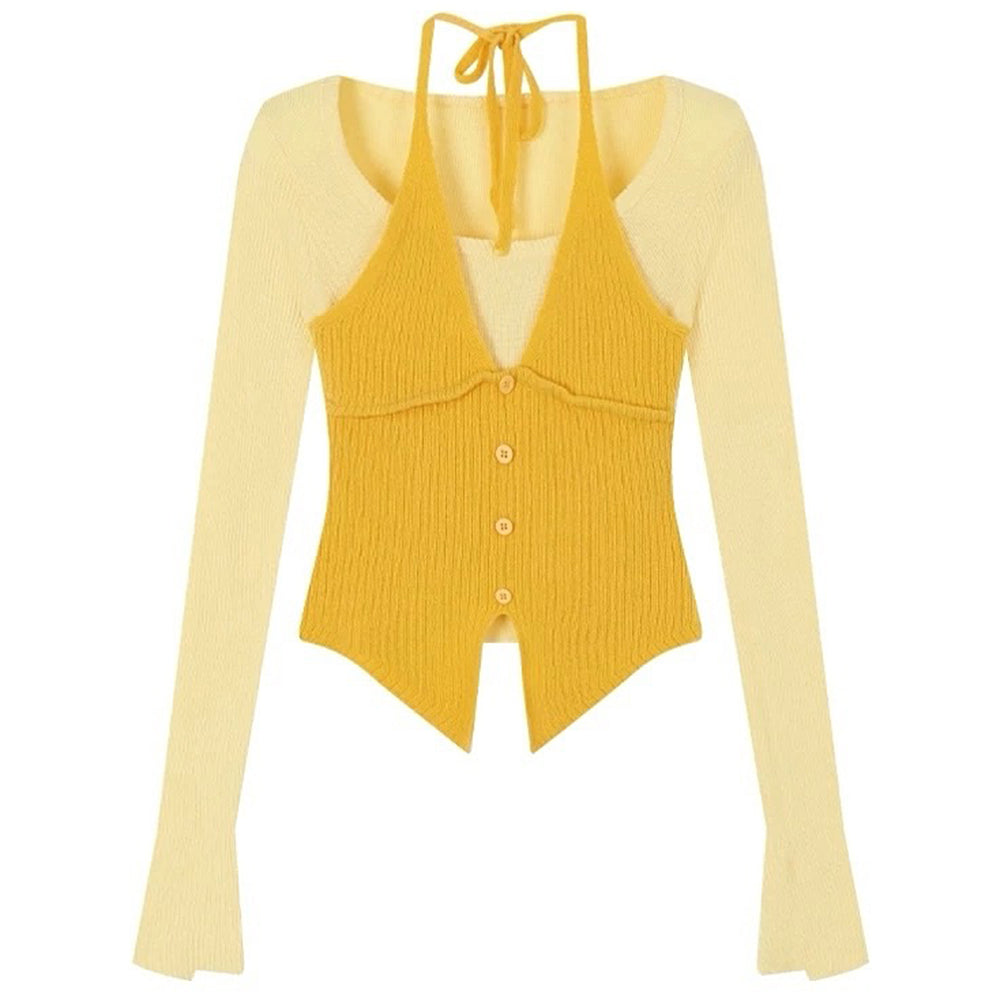 Cute Everyday Outfits, Outfit Inspo Casual Springtime Layered Halter Knit Top