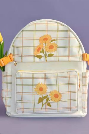 Cute Everyday Outfits, Outfit Inspo Casual Sunflower Plaid Backpack