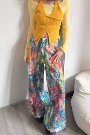 Cute Everyday Outfits, Outfit Inspo Casual Tie-Dye Wide-Leg Jeans
