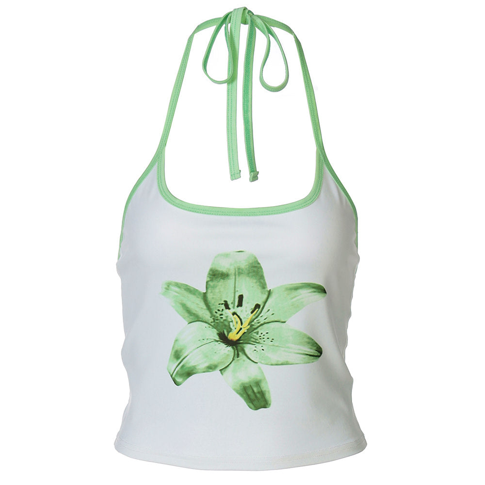 Cute Everyday Outfits, Outfit Inspo Casual Tropical Flower Halter Top