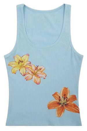 Cute Everyday Outfits, Outfit Inspo Casual Tropical Flowers Coconut Girl Aesthetic Tank