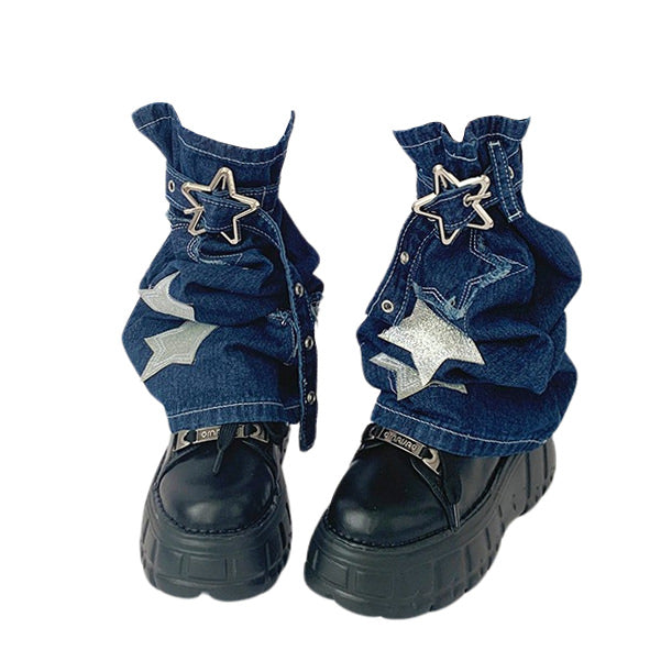 Cute Everyday Outfits, Outfit Inspo Casual Y2K Star Denim Leg Warmers