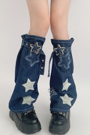 Cute Everyday Outfits, Outfit Inspo Casual Y2K Star Denim Leg Warmers
