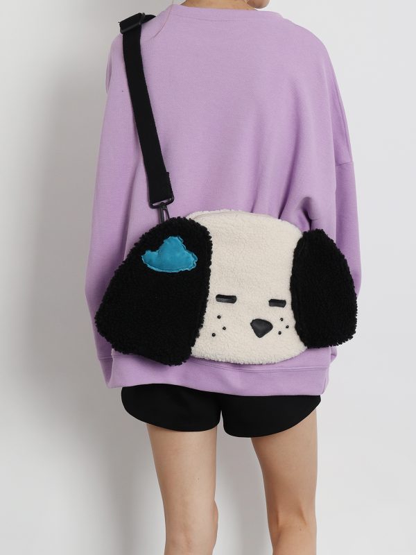 Cute Plush Dog Crossbody Bag for Girls - Large Capacity, Autumn Style, Single Shoulder, Two-Dimensional Design